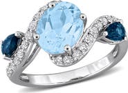 Julianna B. Gemstone & White Topaz 3-Stone Swirl Ring