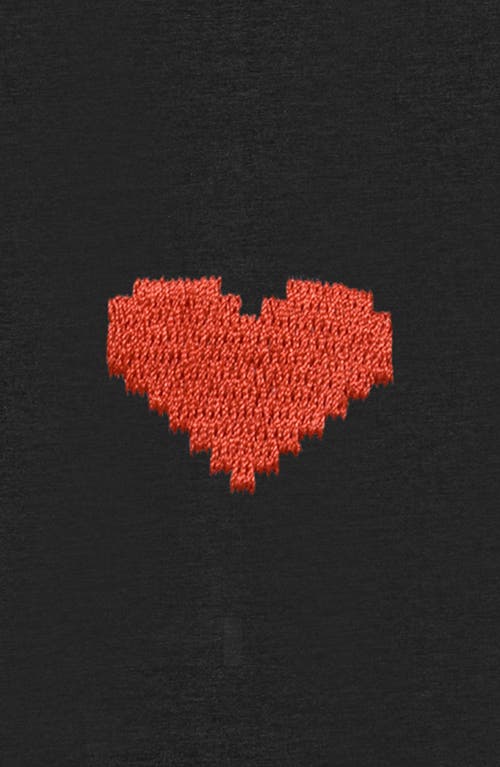 Dalix Pixel Heart Cropped Hoodie In Dark Heather