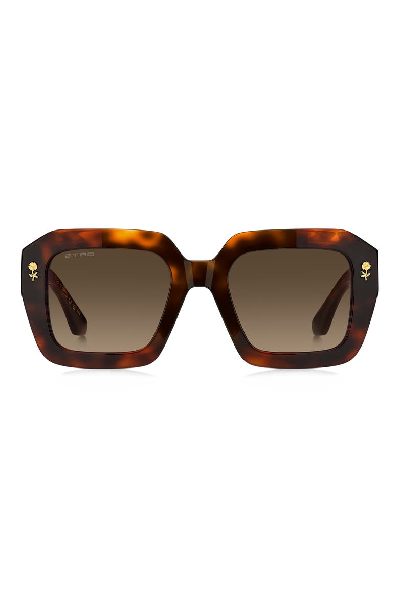 52mm Gradient Rectangular Sunglasses, Main, color, HAVANA RED