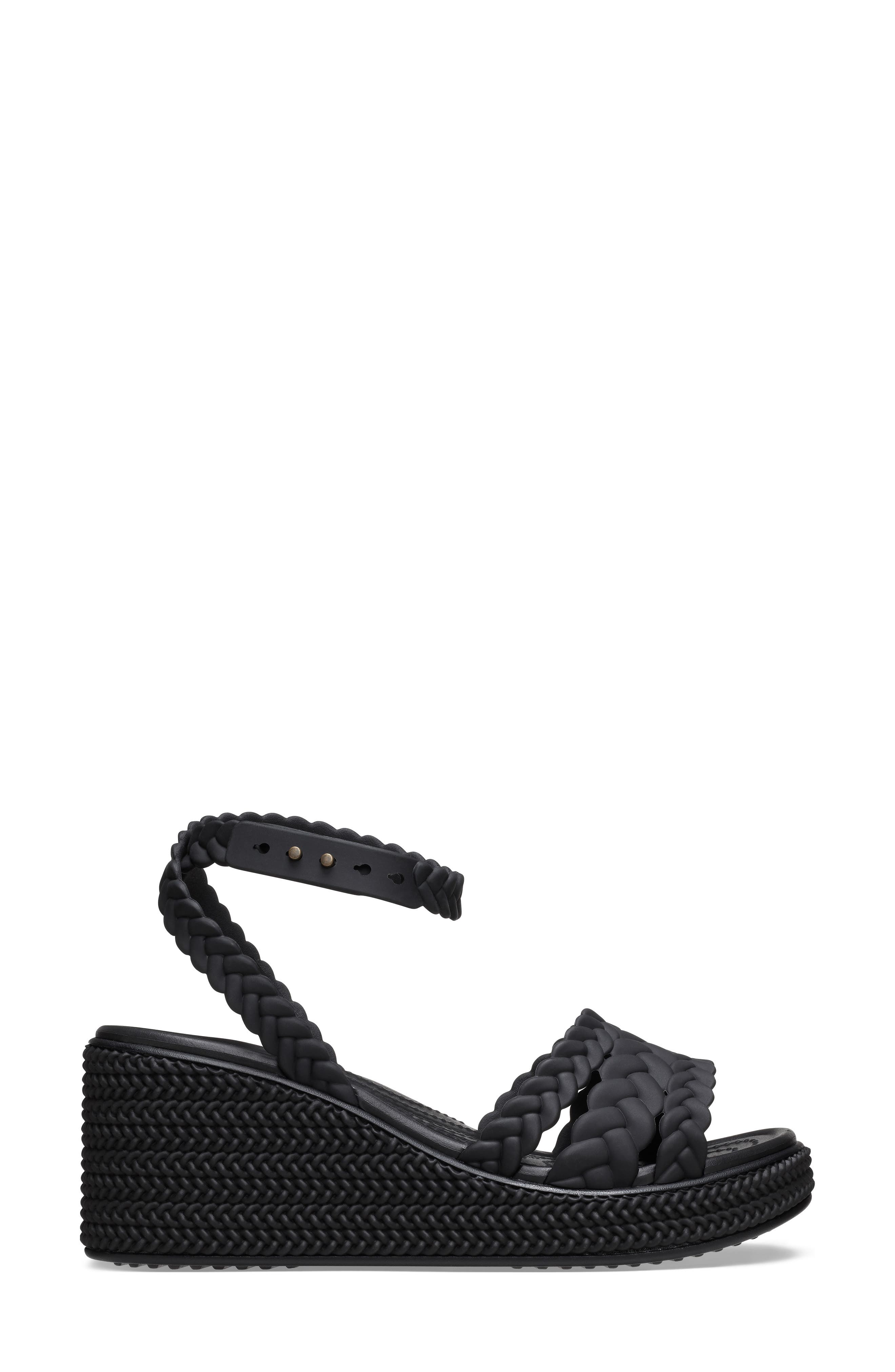 CROCS Brooklyn Platform Wedge Sandal, Alternate, color, Black/ Black