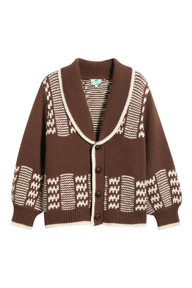 The Chalet Cardigan Sweater, Alternate, color, WALNUT AND CREAM