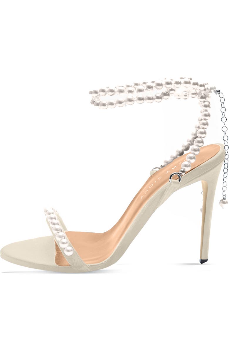 Zena Ziora Lady Antoinette 100 Pearl Stiletto Sandal, Alternate, color, Black