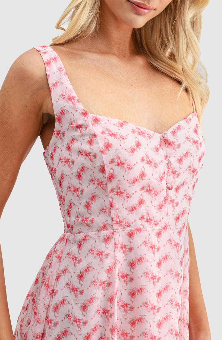 Lush Fit and Flare Midi Dress, Alternate, color, Pink Floral