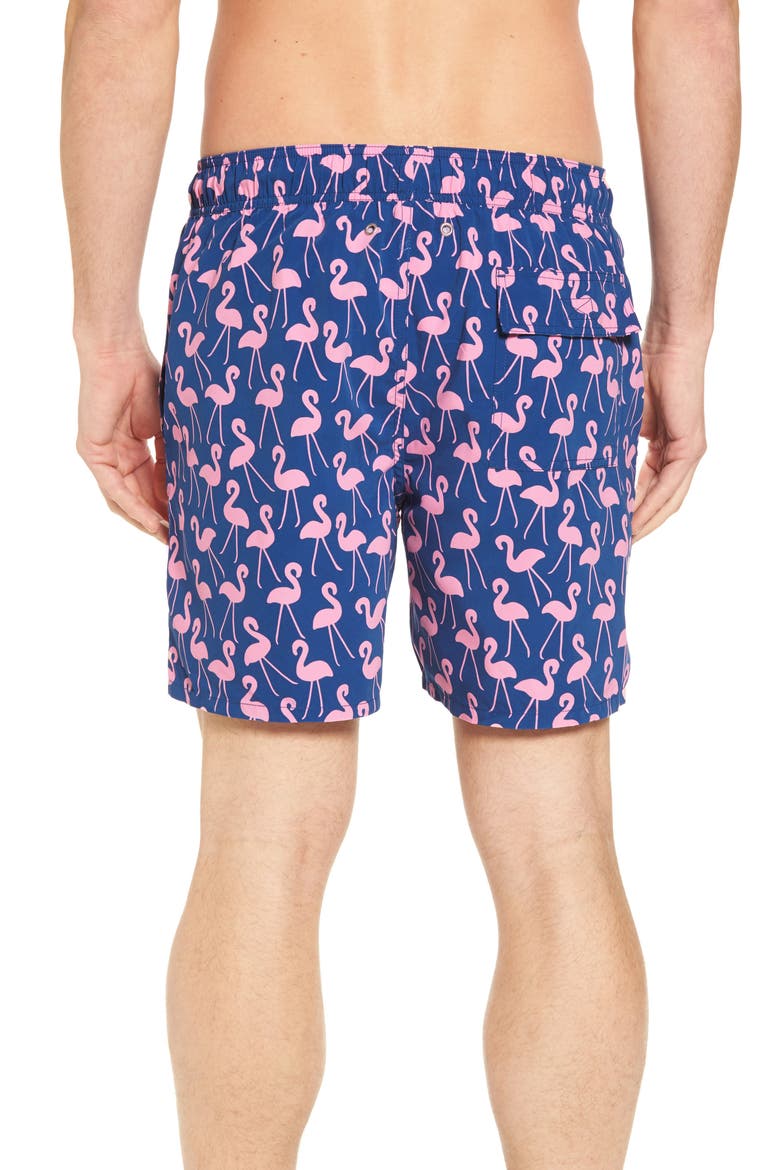 Flamingo Print Swim Trunks, Alternate, color, ROSE & BLUE