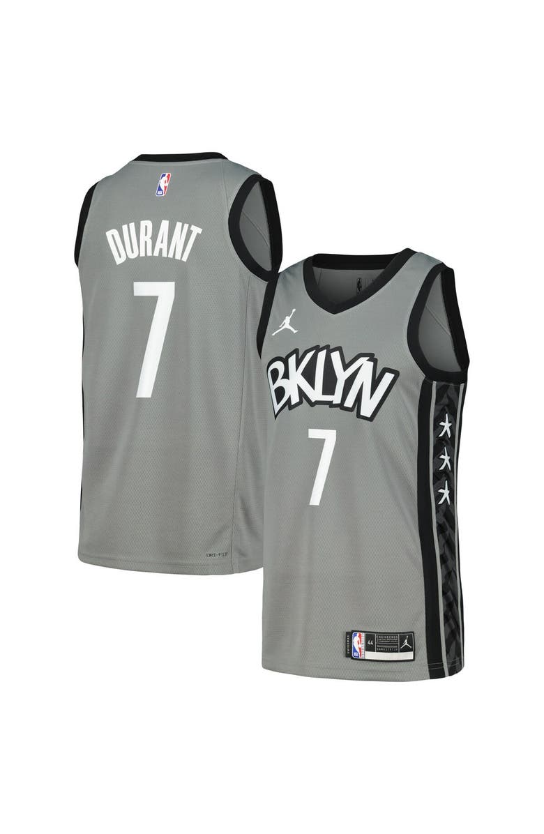 Jordan Brand Men's Nike Kevin Durant Gray Brooklyn Nets Swingman Player Jersey - Statement Edition, Alternate, color,