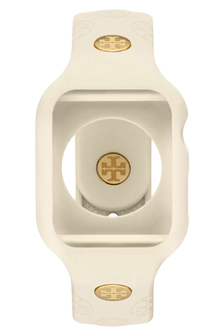 The T Monogram Silicone 20mm Apple Watch® Watchband, 41mm, Main, color, BEIGE