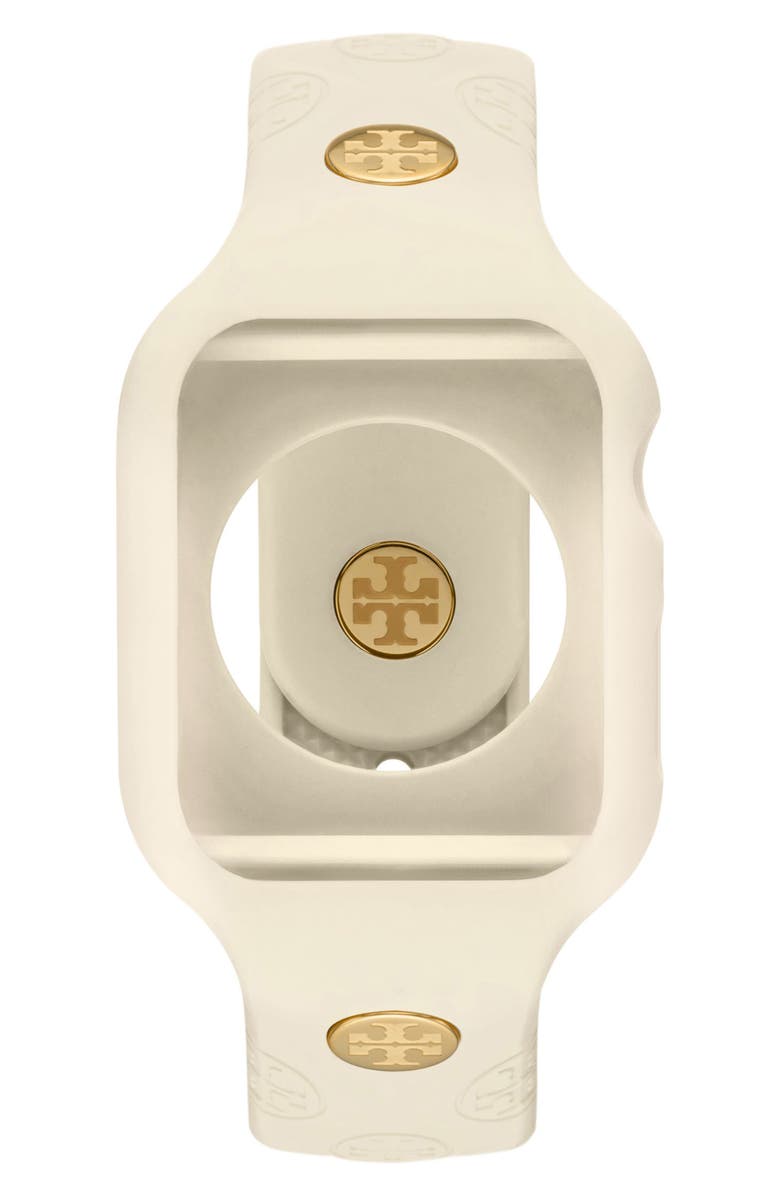 Tory Burch The T Monogram Silicone 20mm Apple Watch<sup>®</sup> Watchband, 41mm, Alternate, color, 