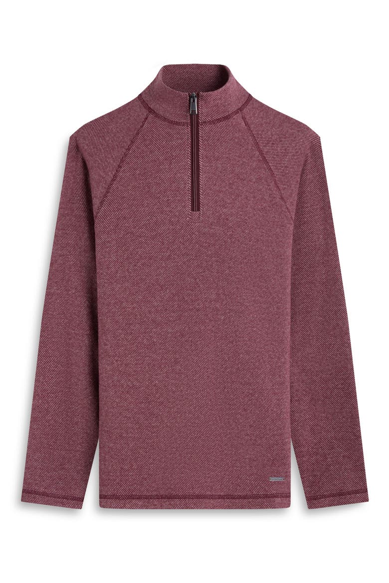 Brushed Cotton Blend Quarter Zip Pullover, Alternate, color, BURGUNDY