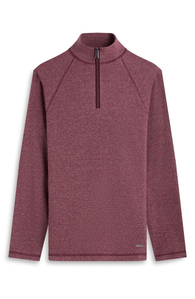 Bugatchi Brushed Cotton Blend Quarter Zip Pullover, Alternate, color, Burgundy