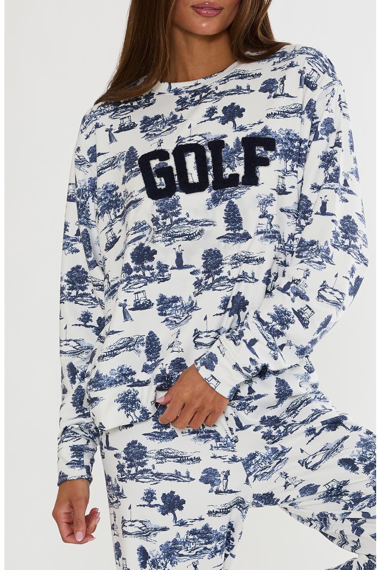 Cassia Print Lounge Sweatshirt, Main, color, EVENING GOLF TOILE