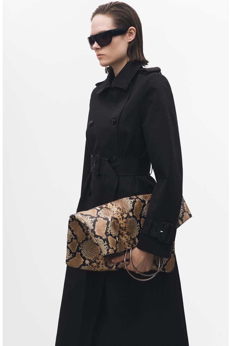 Belted Double Breasted Trench Coat, Alternate, color, BLACK