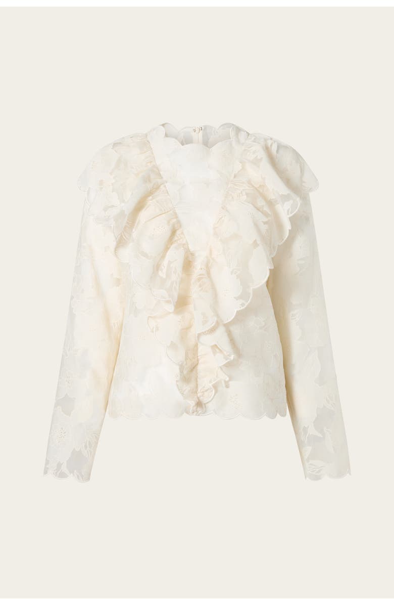 Malina Sansa Ruffled Lace Blouse, Alternate, color, Vanilla