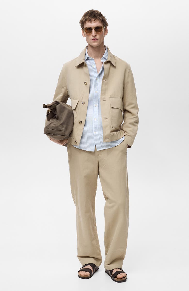 MANGO Classic Fit Cotton & Linen Blend Pants, Alternate, color,