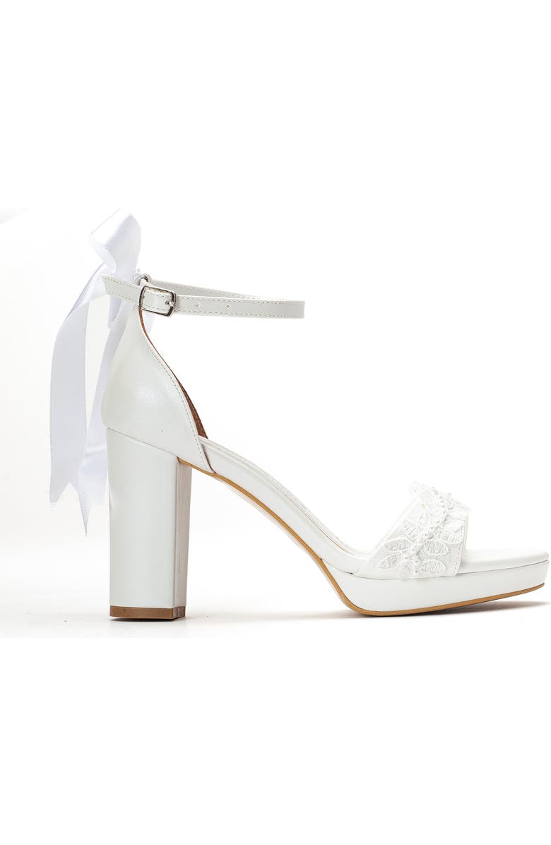 Forever & Always Shoes Vivienne Back Bow Wedding Heel, Alternate, color, Ivory