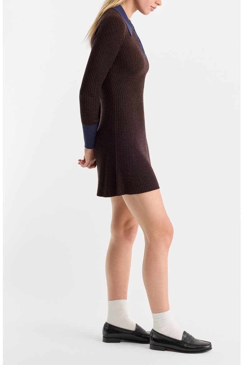 The Knit Polo Wool Minidress, Alternate, color, ESPRESSO
