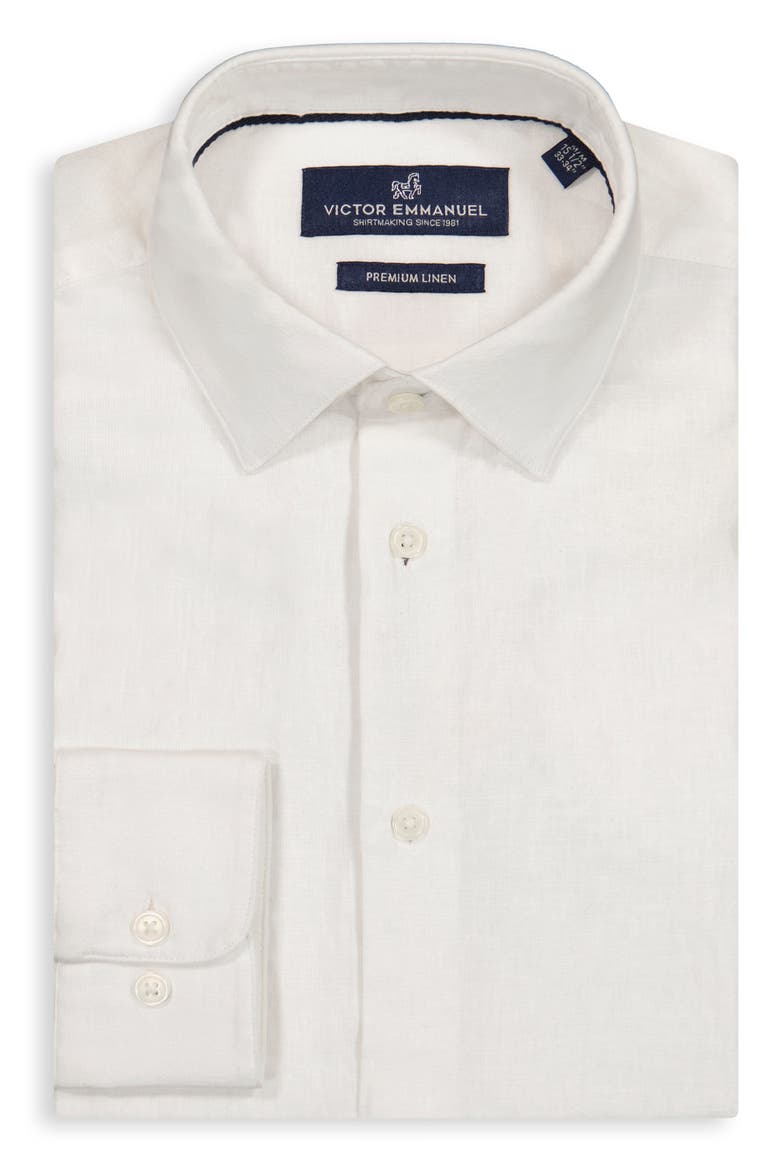 Premium Stretch Linen & Cotton Dress Shirt, Alternate, color, WHITE