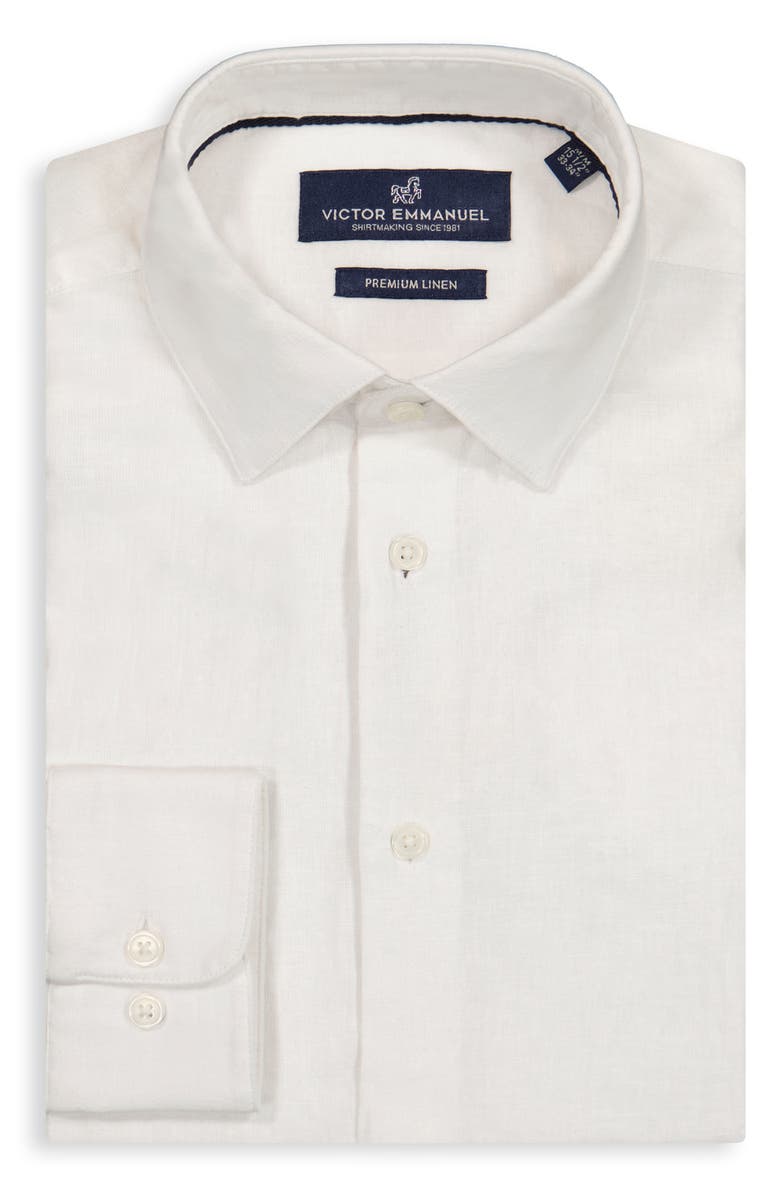 Victor Emmanuel Premium Stretch Linen & Cotton Dress Shirt, Alternate, color, White