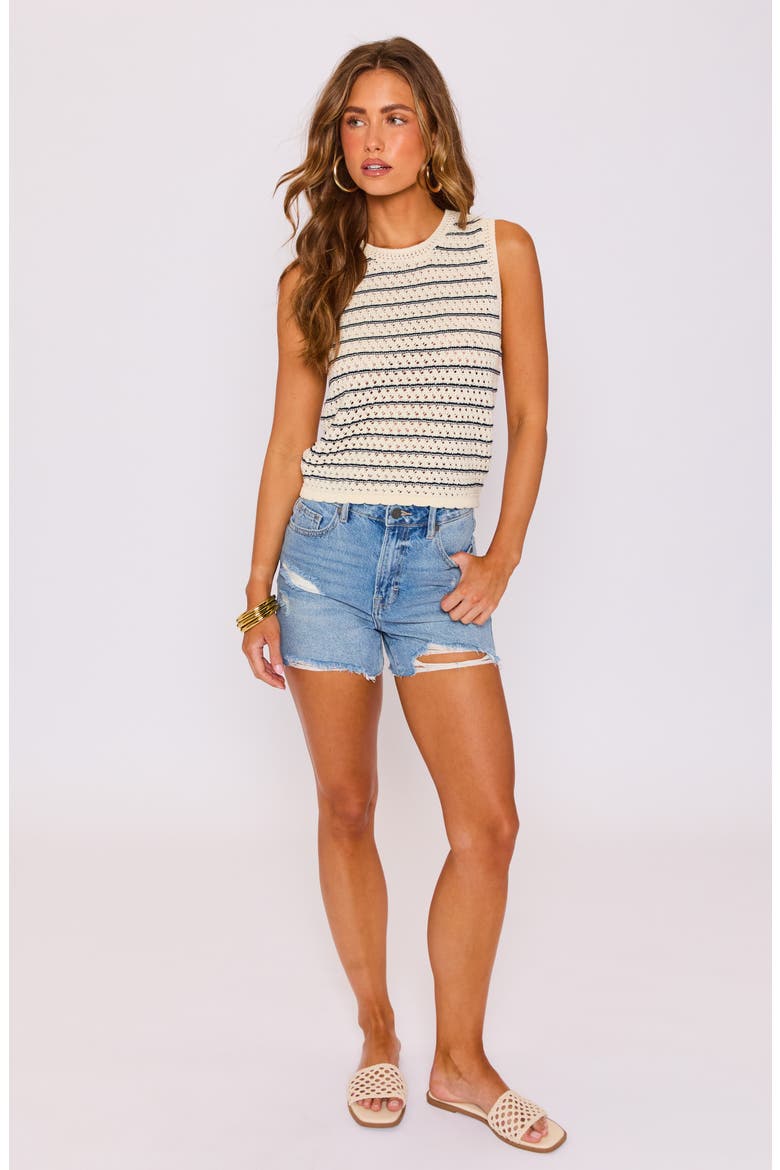 Capri Stripe Open Stitch Sweater Tank, Alternate, color, IVORY/ NAVY