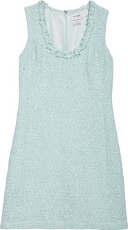 ST. JOHN Fringed Compact Tape Tweed Sheath Dress