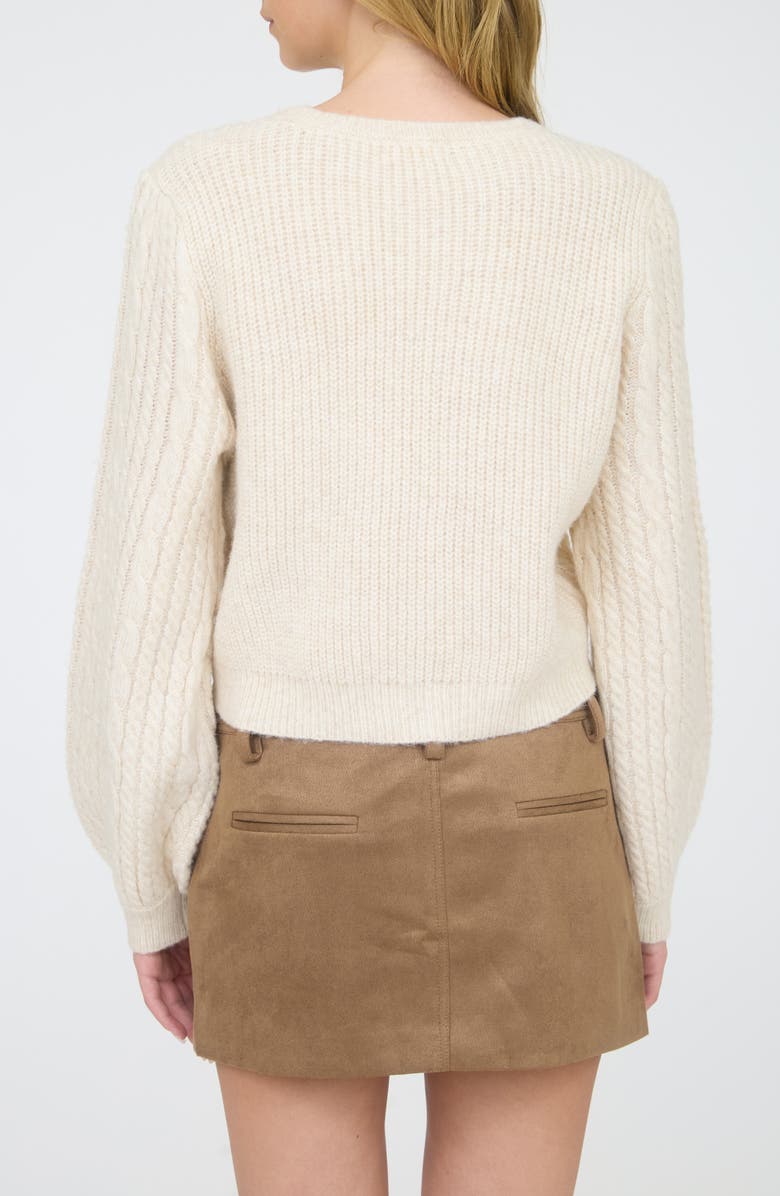 Blu Pepper Ribbon Crewneck Sweater, Alternate, color, Cream