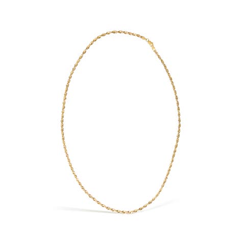 Men's Solid 10K Yellow Gold 3.2mm Light Rope Chain Necklace