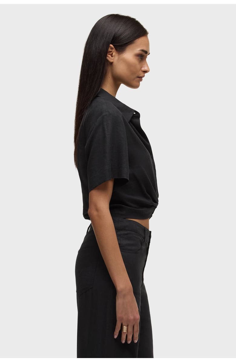 Hudson Jeans short sleeve knotted button down shirt, Alternate, color, Black