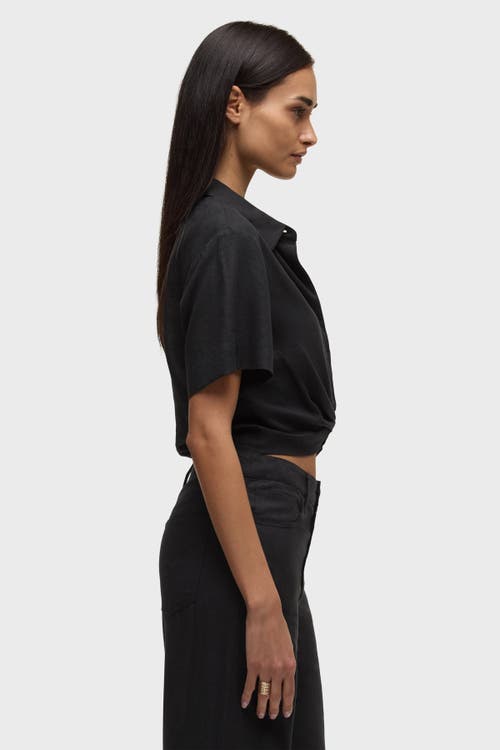 Hudson Jeans Short Sleeve Knotted Button Down Shirt