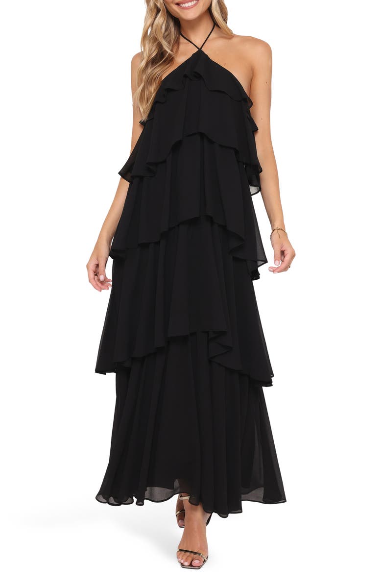 Petal & Pup Chasity Halter Neck Maxi Dress, Main, color, Black
