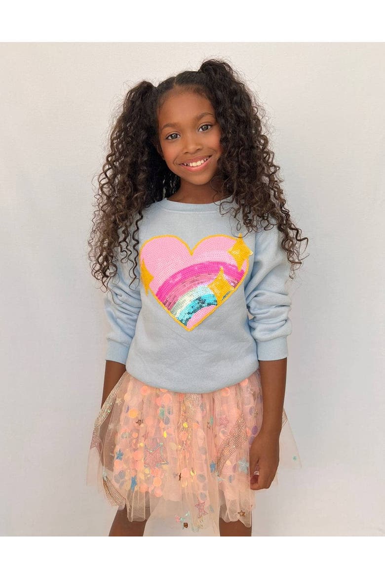 Rainbow Sparkle Heart Sweatshirt, Alternate, color, Blue