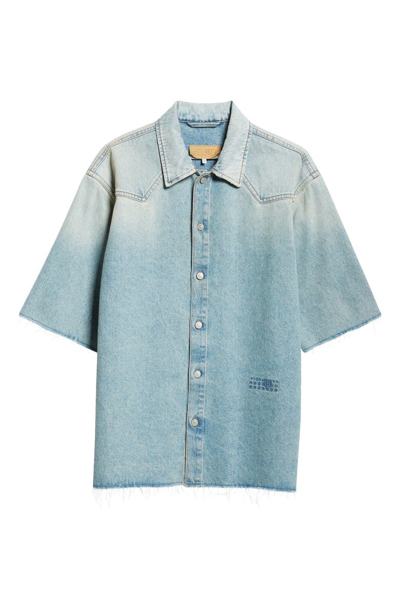 MM6 Maison Margiela Raw Edge Denim Shirt, Alternate, color,