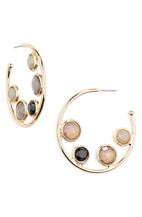 Imitation Stone Hoop Earrings