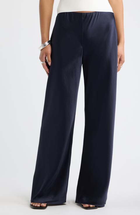 Satin Wide Leg Pull On Pants