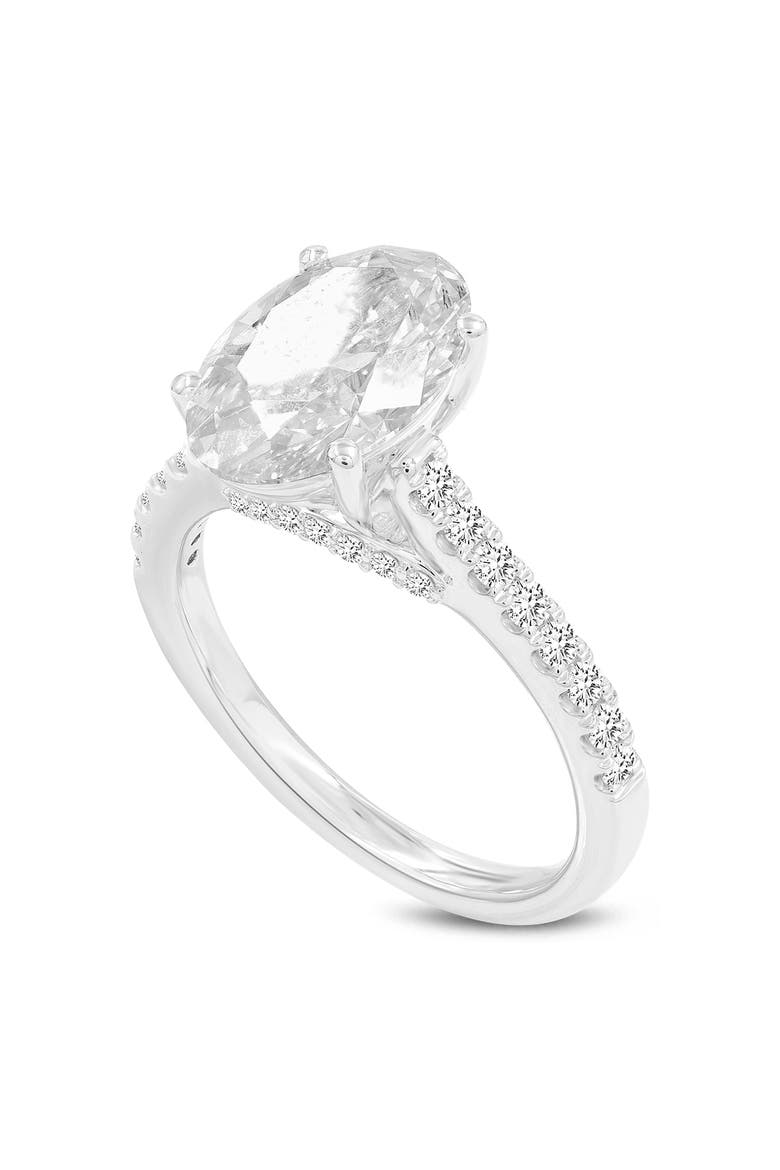 Tasia 14K Gold Oval Lab Grown Diamond Engagement Ring - 3.4 Ct, Main, color, 14K White Gold