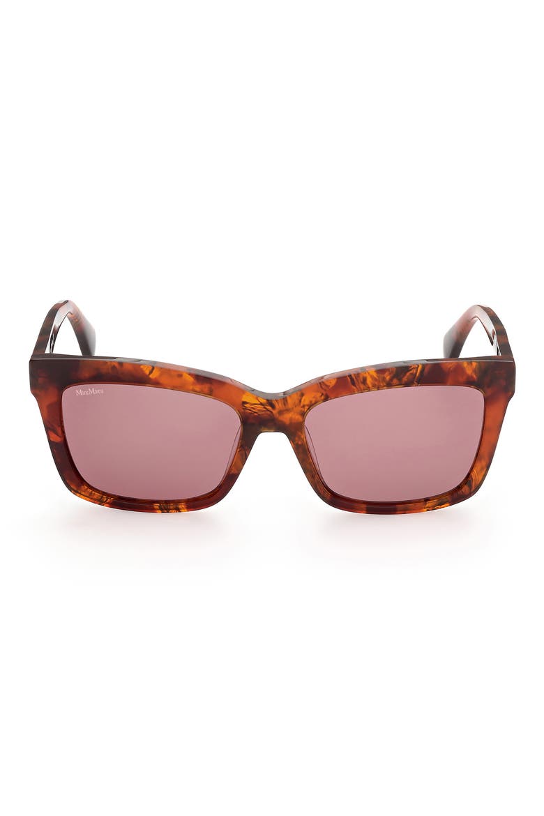 55mm Rectangular Sunglasses, Main, color, RED HAVANA / BORDEAUX