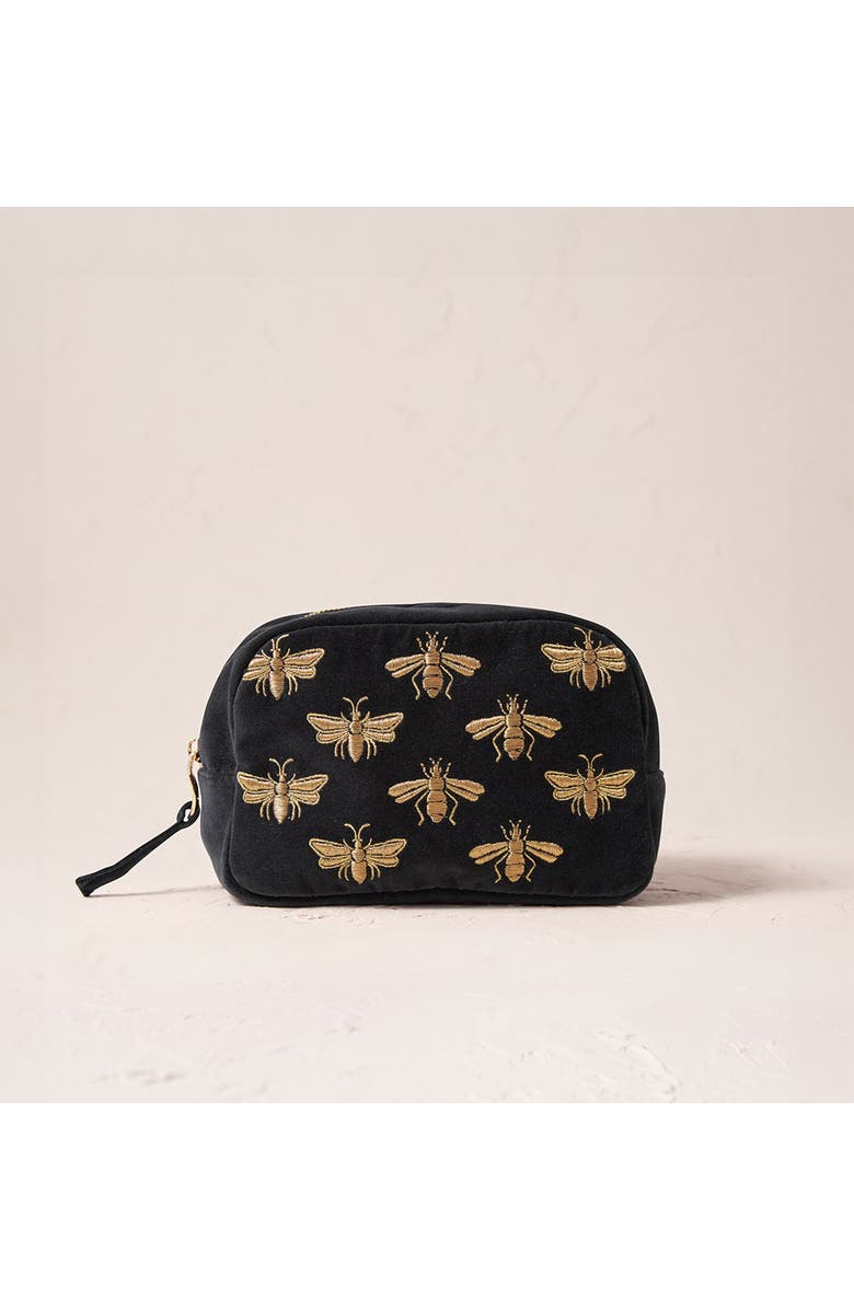 Elizabeth Scarlett Honey Bee Velvet Makeup Bag, Main, color,