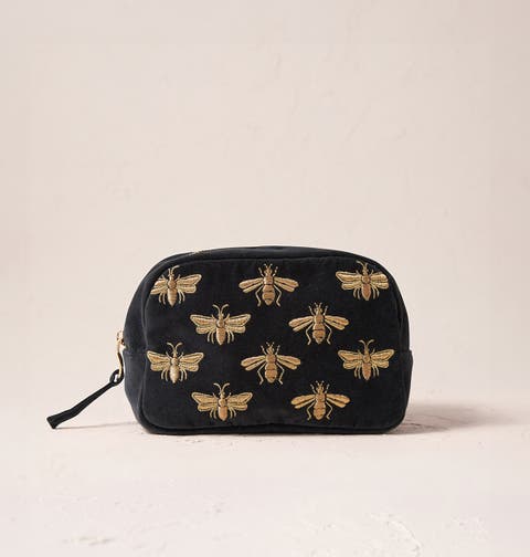 Honey Bee Velvet Makeup Bag