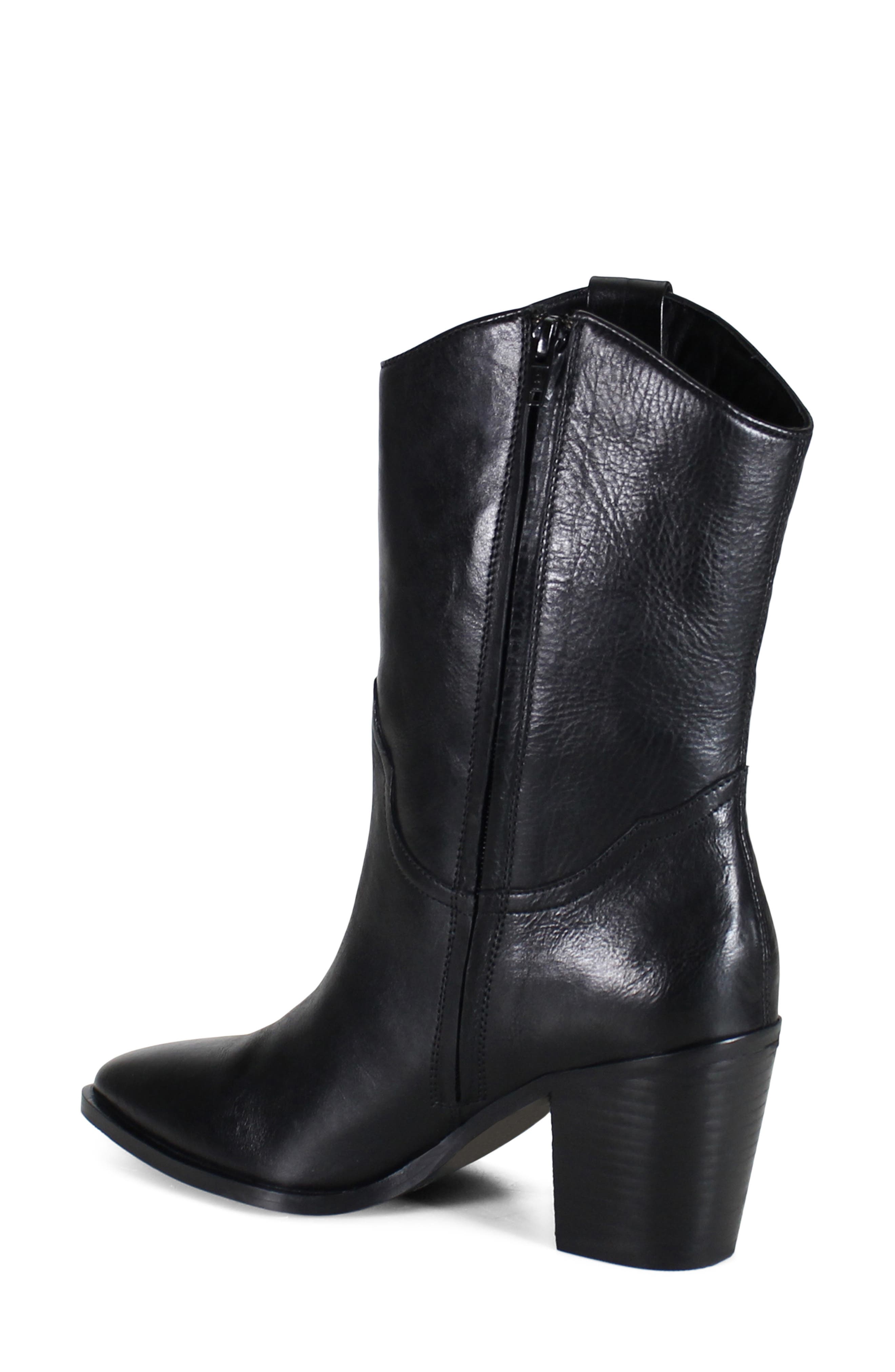 Glam Girl Leather Western Boot, Alternate, color, BLACK