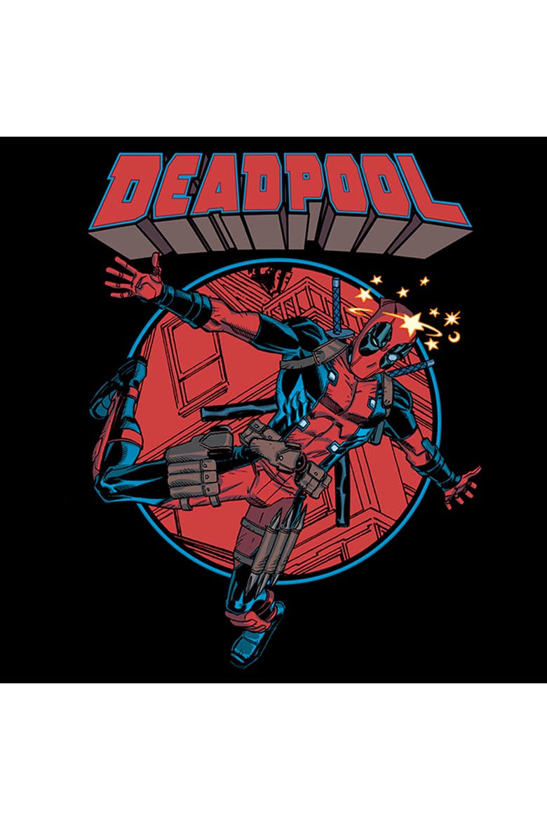 Men's Marvel Deadpool Falling Hero  Graphic T-Shirt, Alternate, color, Black