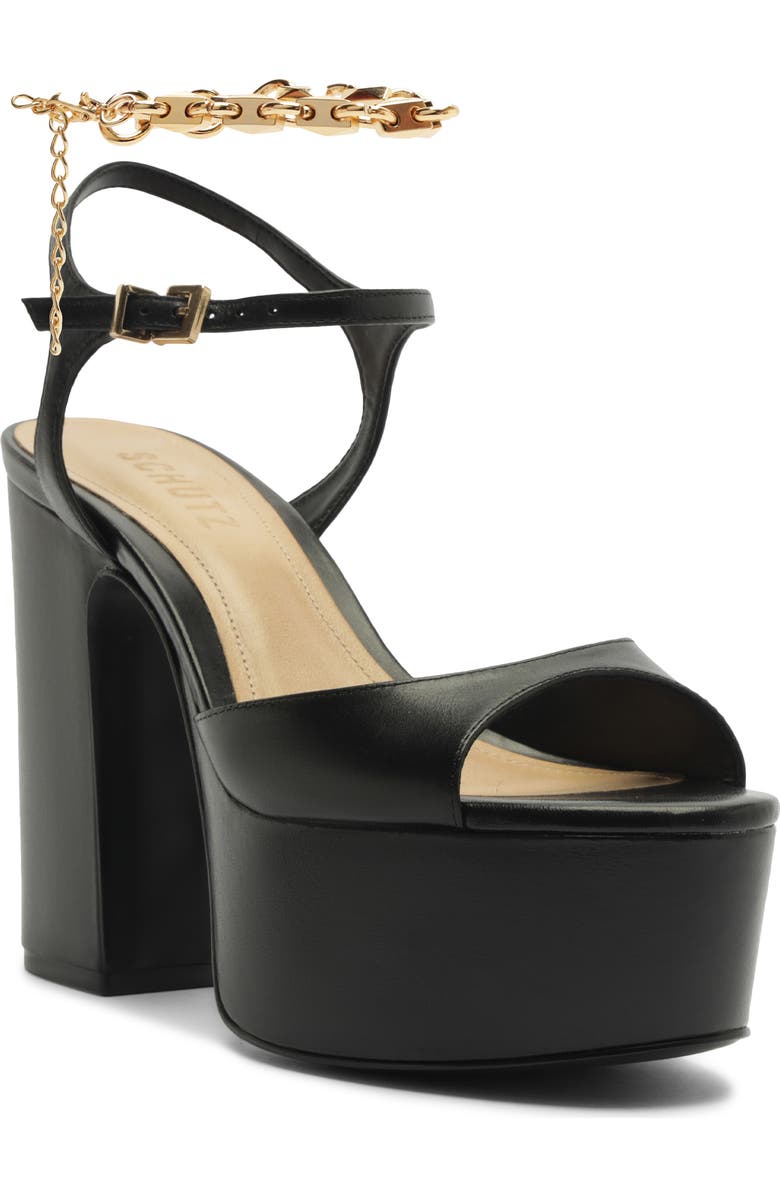 Schutz Lys Ankle Strap Platform Sandal, Alternate, color, Black