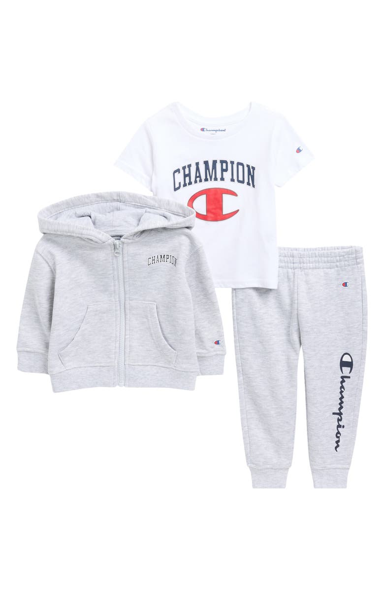Champion T-Shirt, Hoodie & Joggers Set, Main, color, Gray Heather