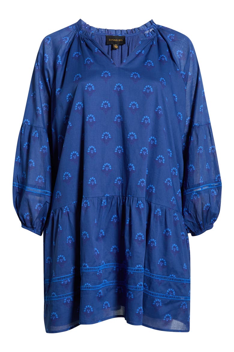 Briza Floral Print Long Sleeve Minidress, Main, color, TEAL-BLUE