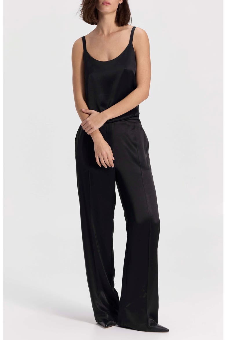 Wide-Leg Satin Pants, Alternate, color, Black