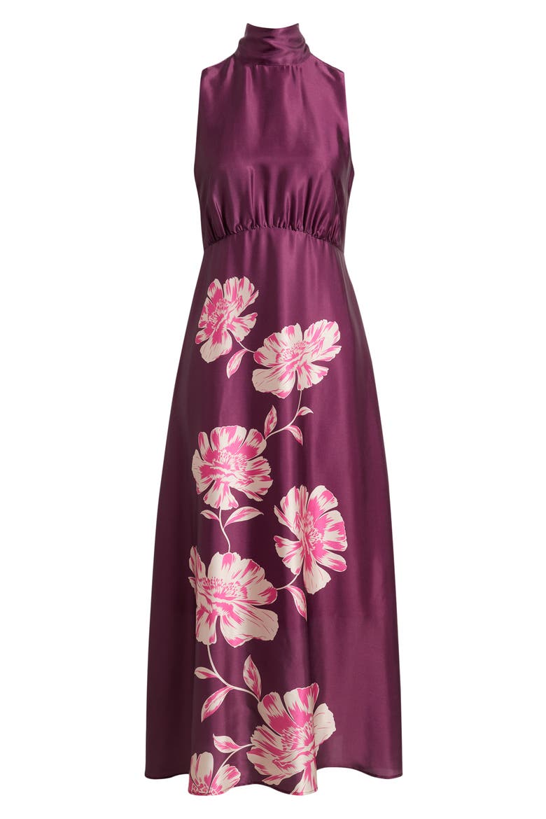 Floral Print Sleeveless Satin Maxi Dress, Alternate, color, PLUMBERRY