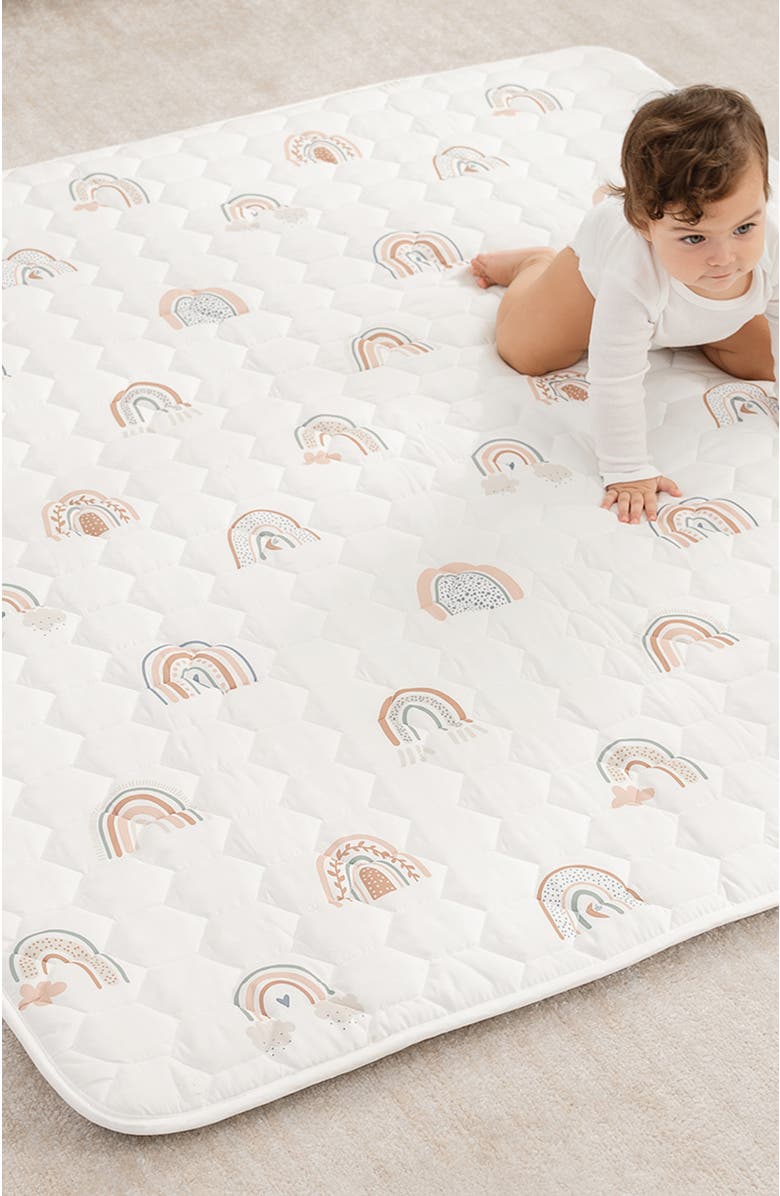 Comfy Cubs Premium Play Mat with Non-Slip Bottom, Square 56x56, Alternate, color, Rainbow