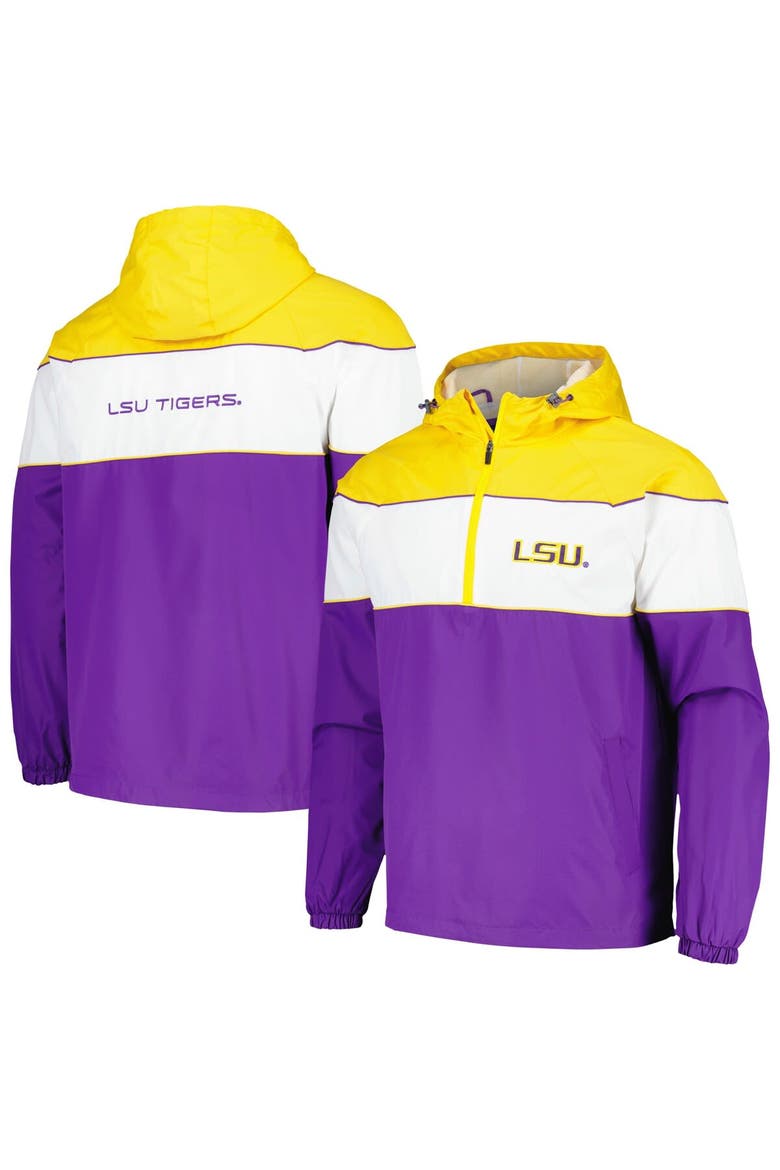 Men's G-III Sports by Carl Banks Purple LSU Tigers Center Line Half-Zip Raglan Hoodie Jacket, Main, color, Purple