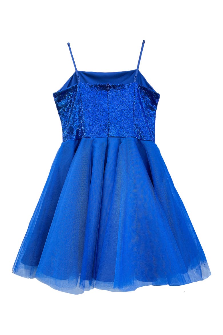 Sequin and Tulle Party Dress, Alternate, color, COBALT