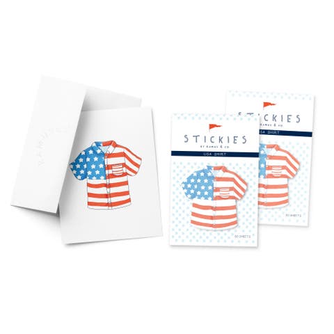 USA Shirt 3" x 3" 50-Sheet Sticky Notes (2-Pack) & USA Shirt Greeting Card Combo