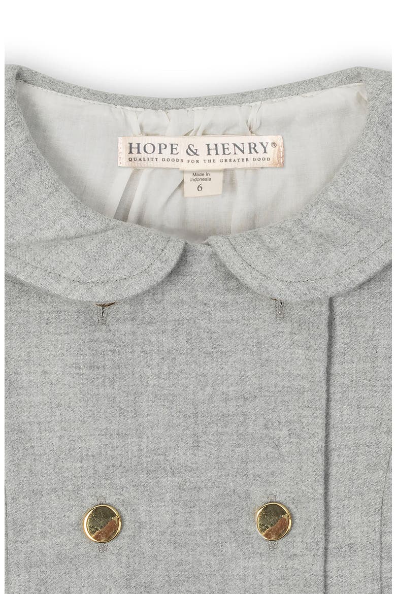 Kids' Organic Double Breasted Flannel Dress with Collar, Alternate, color, Gray Heather Flannel
