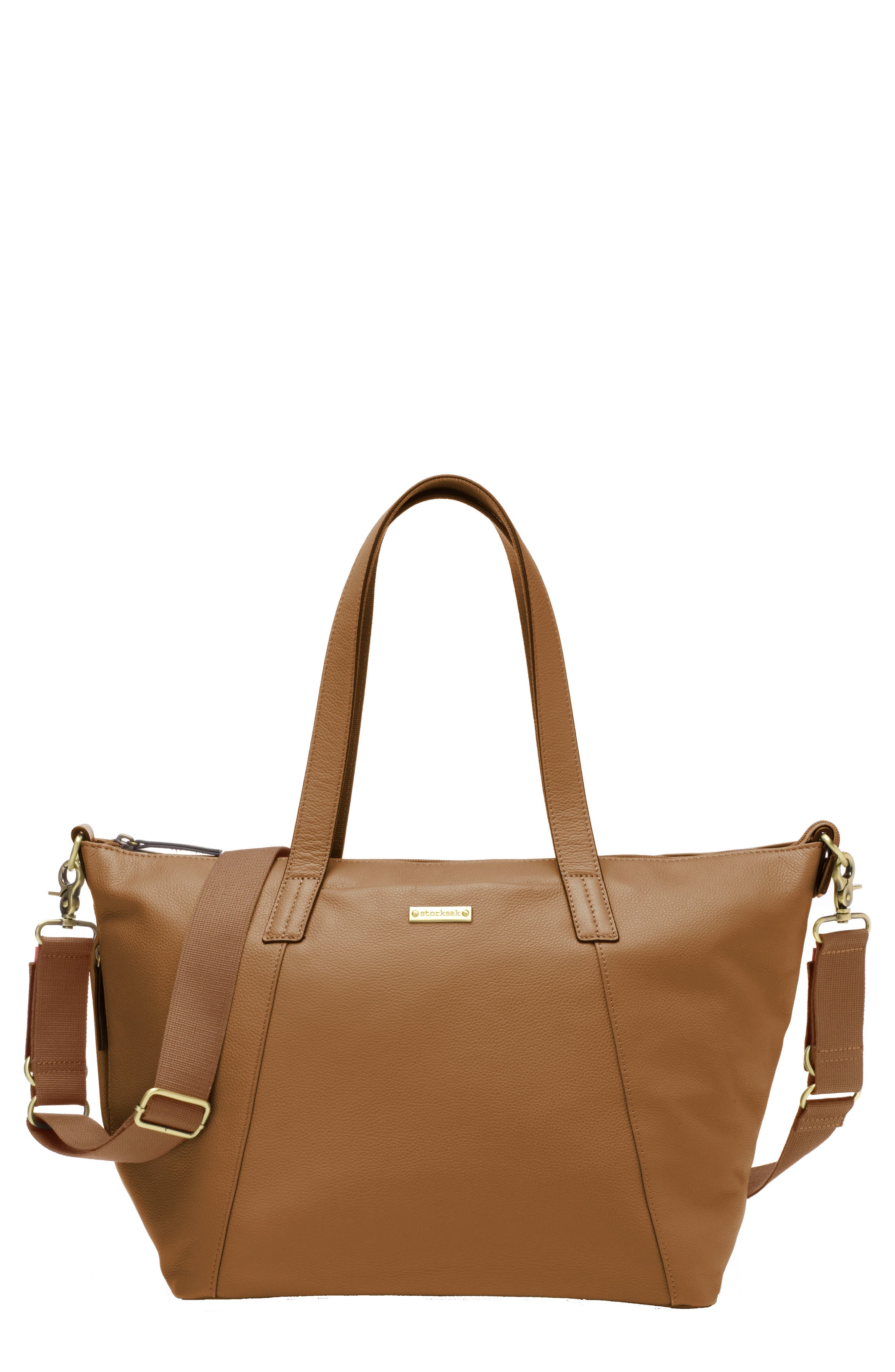 Storksak NOA Leather Diaper Bag, Main, color, 