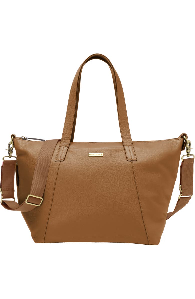 Storksak NOA Leather Diaper Bag, Main, color,
